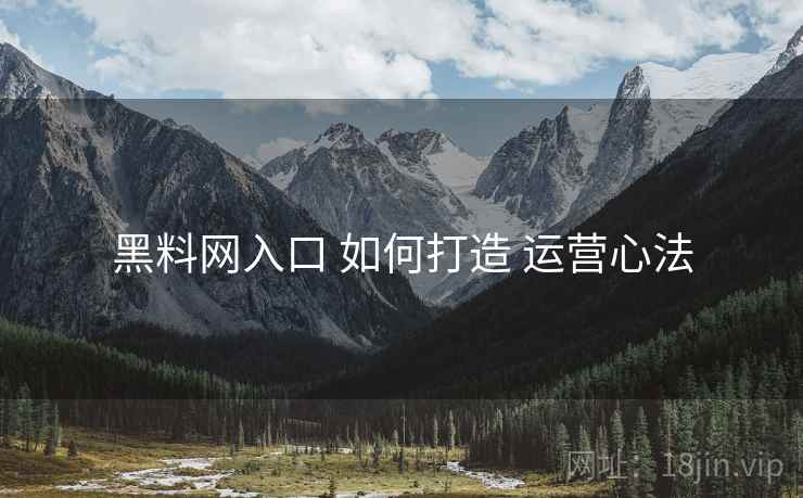 黑料网入口 如何打造 运营心法  第1张
