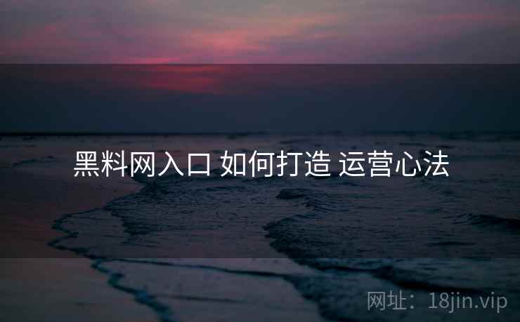 黑料网入口 如何打造 运营心法  第2张